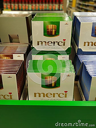 Merci chocolate known as Europeâ€™s famous gift-giving chocolate Editorial Stock Photo